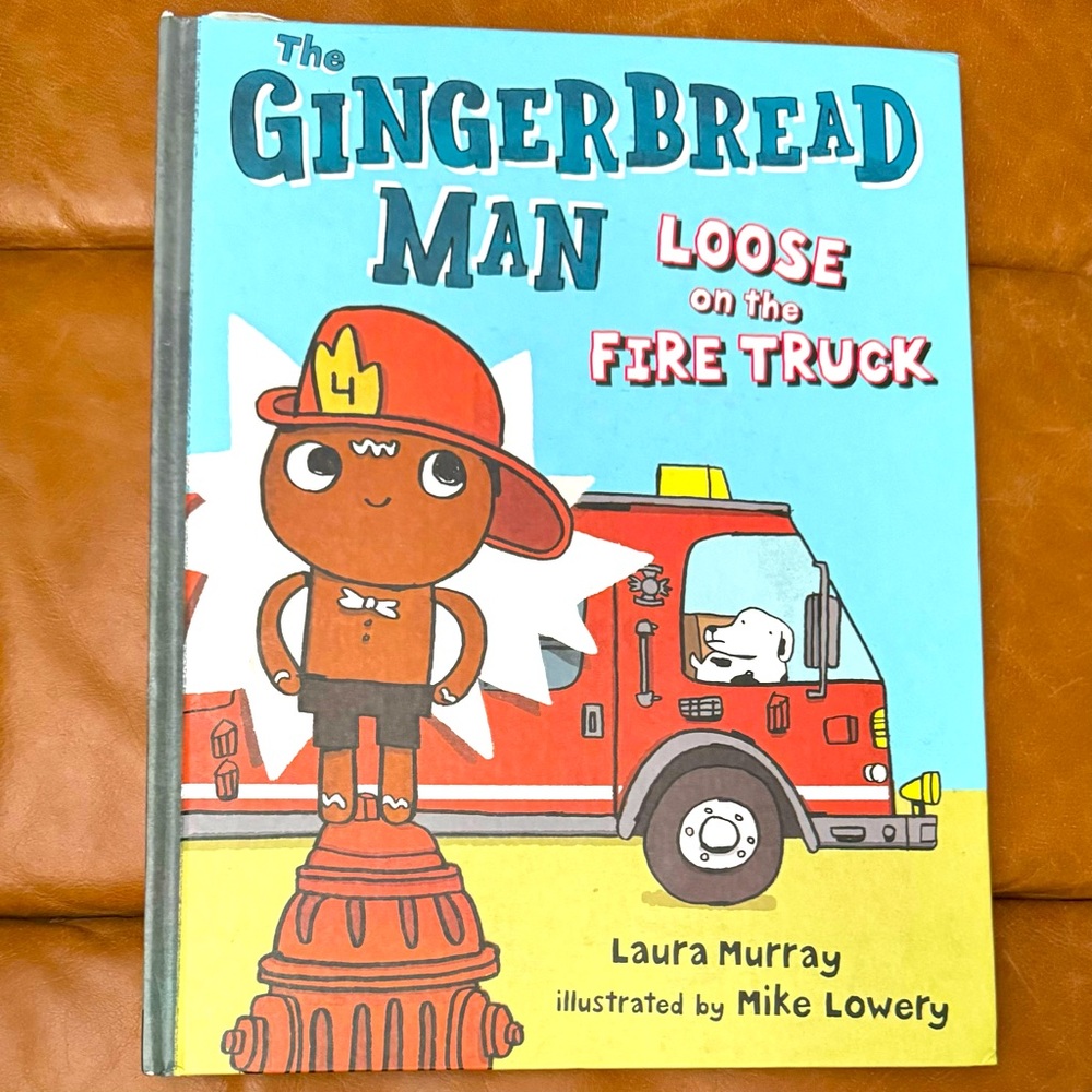 4/$20 💜 GINGERBREAD MAN & Fire truck fire fighter book - great gift!